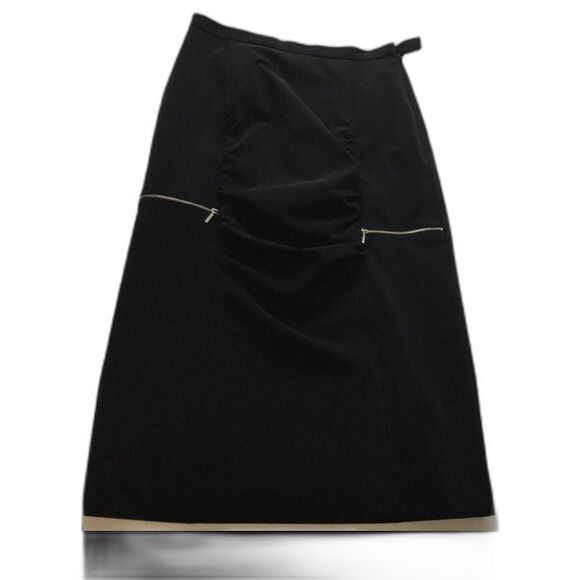 Iris Singer Skirt Women’s Size 8 Color Black Puckered Front Silver Zippers - Picture 2 of 12